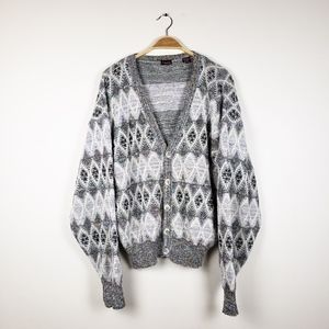 VTG Textured Oversized Diamond Grandpa Cardigan